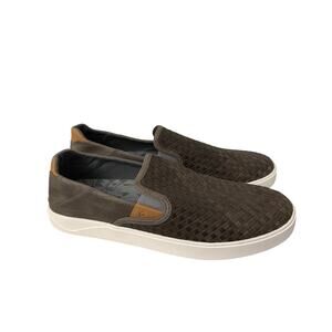OluKai Shoes Mens Size 13 Gray Lae'ahi Lauhala Woven Leather Slip On Casual